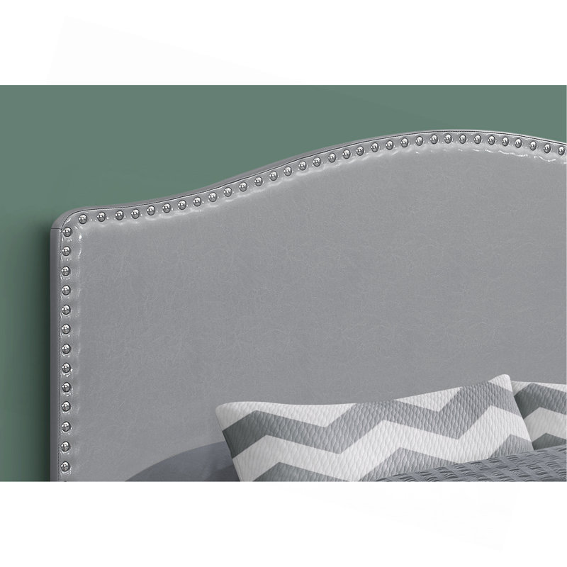 Tête de lit seulement, grand lit, tapissier, aspect cuir, transitionnel, Gris, Grand lit