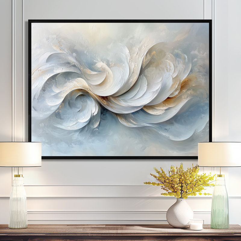 Zeringue - Abstract Wall Art, Noir, noir, noir, noir, H 12 po x l 20 po, Impression encadrée flottante