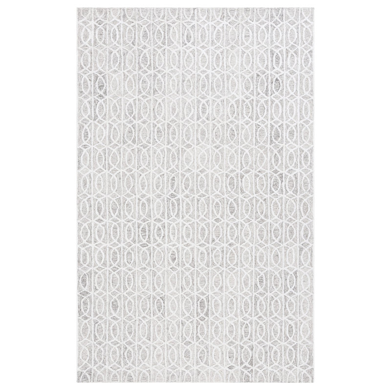 Tapis en coton viscoélastique touffeté à la main en ébène et en latex brun clair / ivoire, Rectangulaire 8 pi x 10 pi