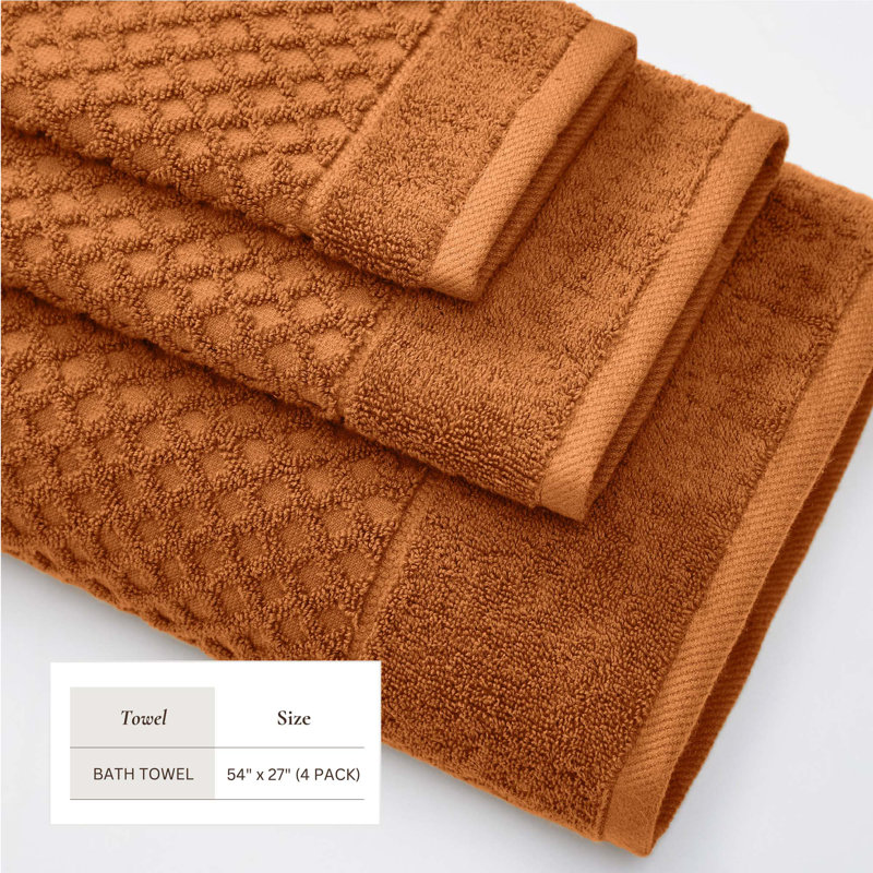 Ensemble de serviettes 100% coton ultra doux et absorbant, Cuivre, Serviettes de bain - paquet de 4
