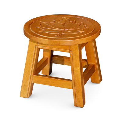 Wooden Step Stool, Natural Appearance, Maple Leaf Accent - Versatile Option Stool With Detail, For Regular Use