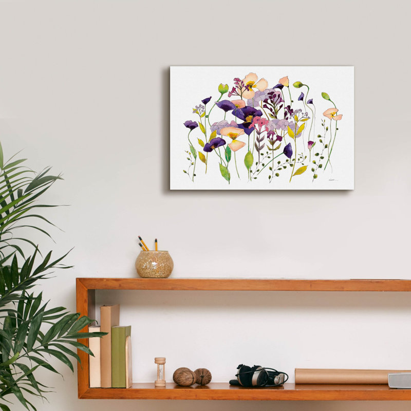«Pink and Purple Poppies» par Shirley Novak, art mural sur toile, H 12 po x l 18 po x P 0,75 po