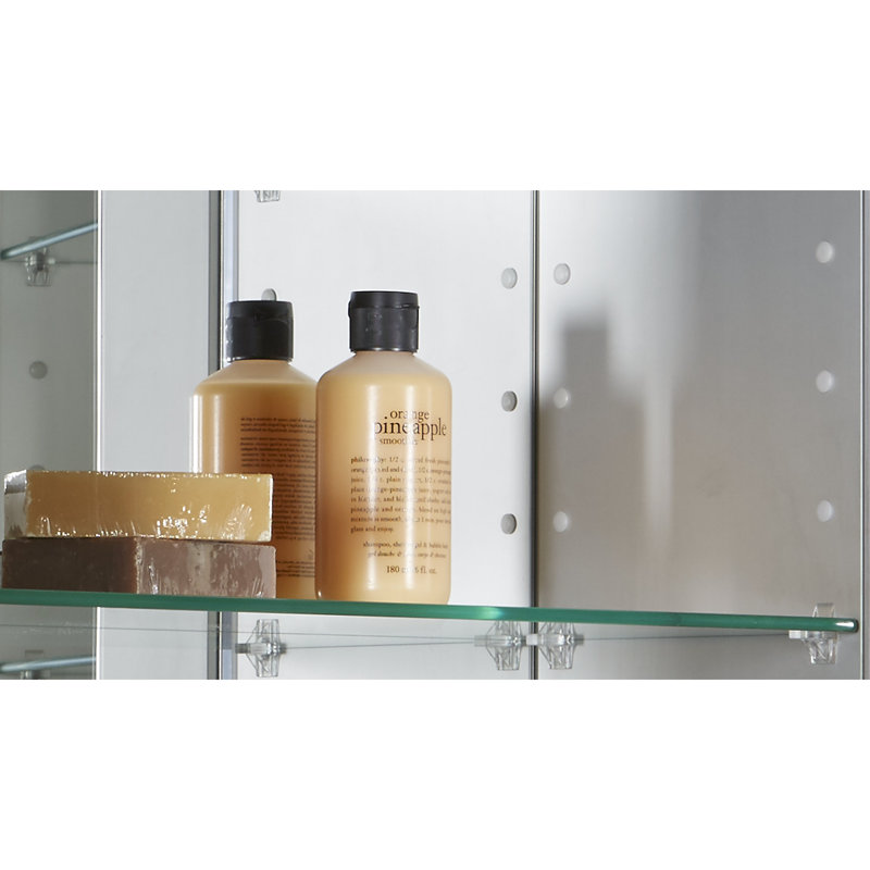 M Series Recessed Framed Medicine Cabinet with 3 Adjustable Shelves, Right, 30" x 23.25" x 8", Silver