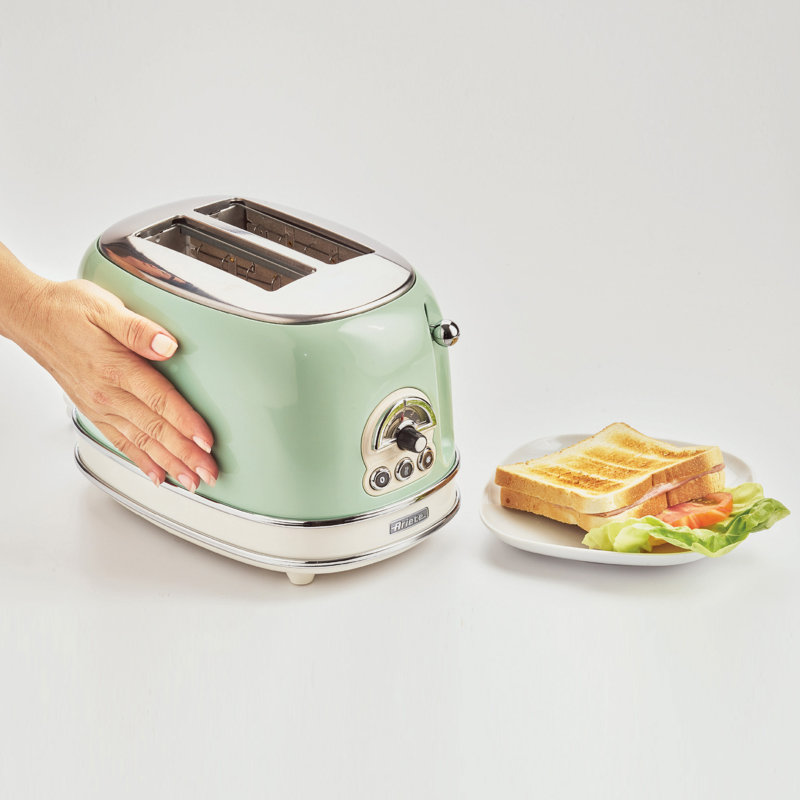 Ariete Vintage 1.7L Stainless Steel Dome Kettle with 2 Slice Toaster Set, Green