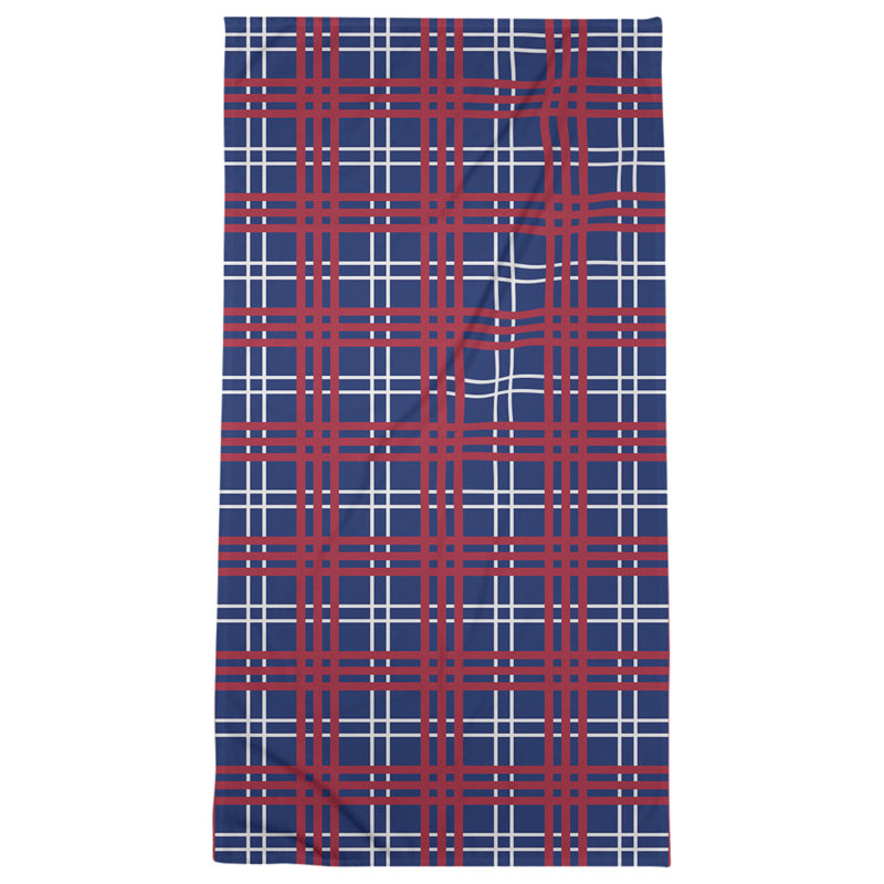 Bath Towel, Polyester/Cotton Blend, Dark Blue/White/Red
