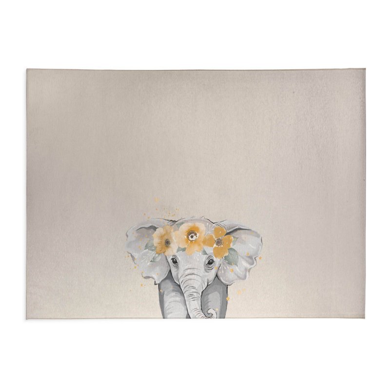 Elephant Kids Play Mat, Ivory, Rectangle 2' x 3'