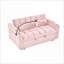 Canapés | Canapé-lit 55,5 pouces convertible et moderne pour petits appartements avec ports USB | Rose bébé | Bois massif