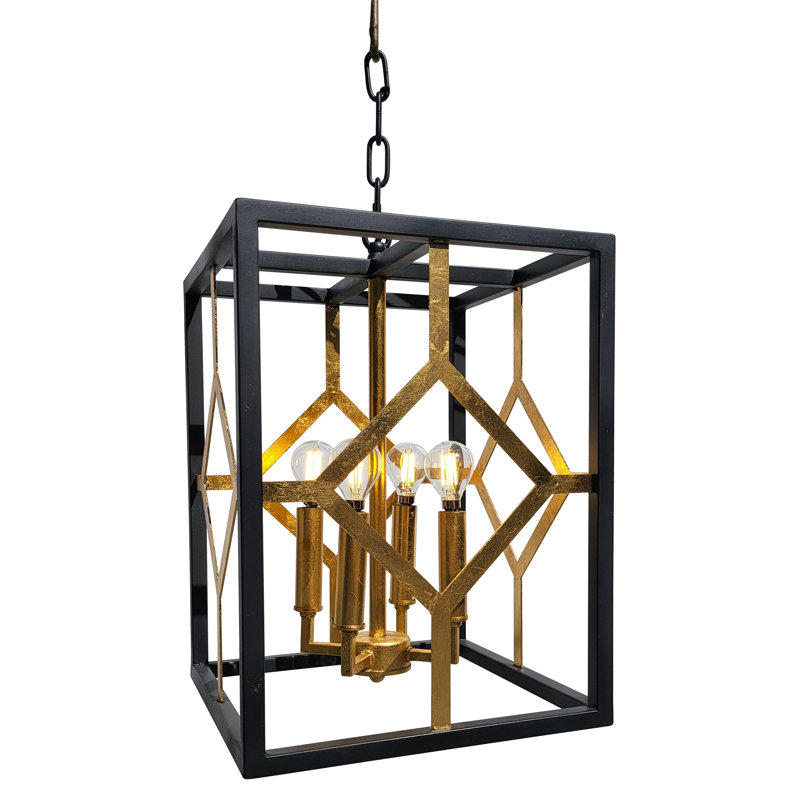 Izmir 4 - Light Lantern Square Chandelier, Flat Black