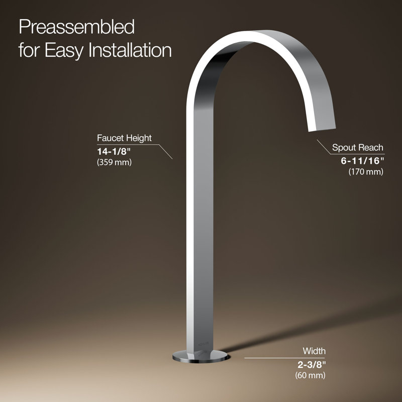 Components Bathroom Sink Spout With Ribbon Design, Polished Chrome