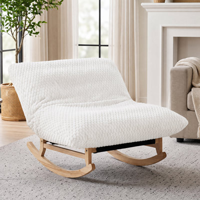 Modern Corduroy Armless Rocking Chair, Cloud-Like Ergonomic Lounge Chair with High-Density Sponge Cushion for Living Room & Bedroom by Latitude Run