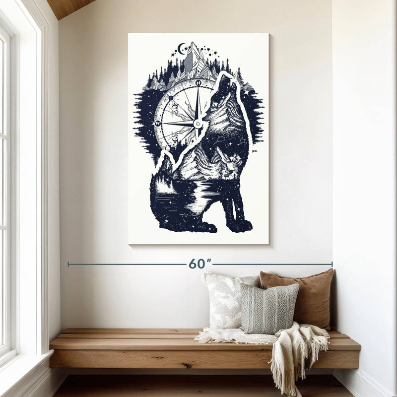 Brampt Howling Mountain Wolf, 48" H x 32" W