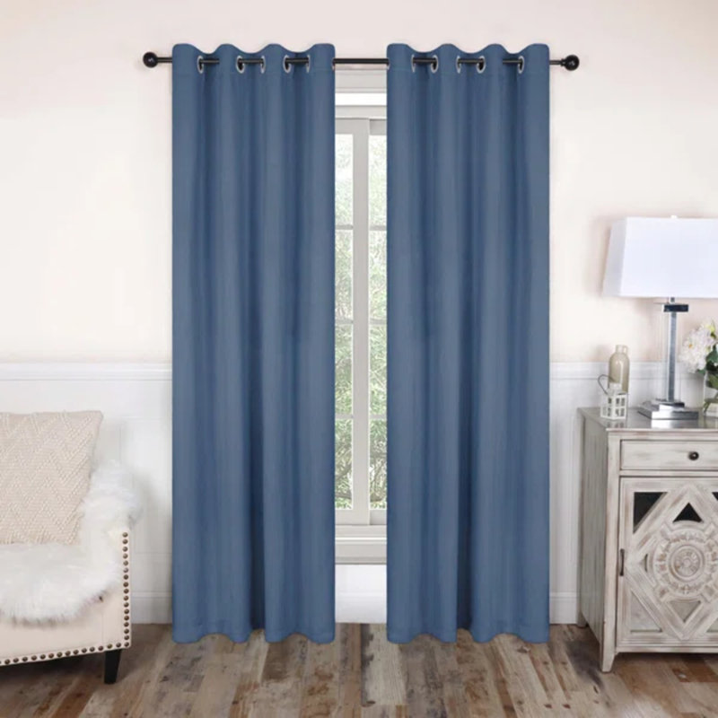 Paire de rideaux obscurcissant avec œillets Millendon, Œillets l 46 po x L 84 po, Bleu denim