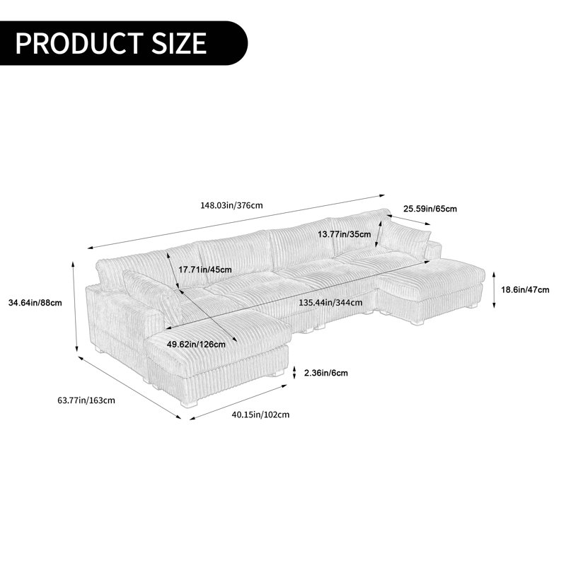 Canapé modulaire réversible en flanelle de fourrure de lapin 6 pièces, Fausse fourrure grise