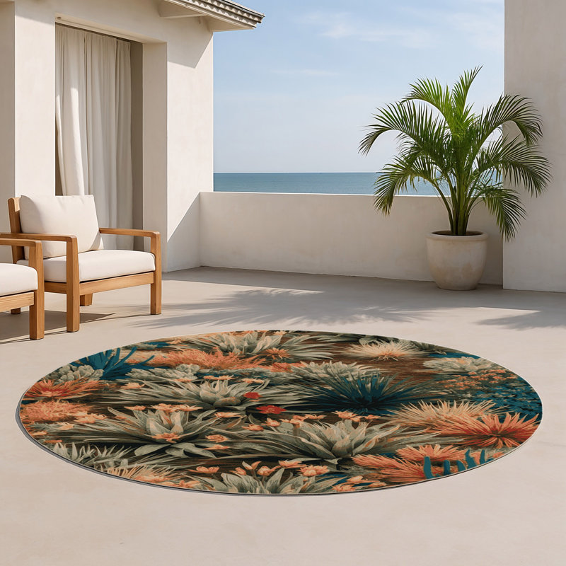 Tapis intérieur et extérieur gris Nature, Rond 5 pi