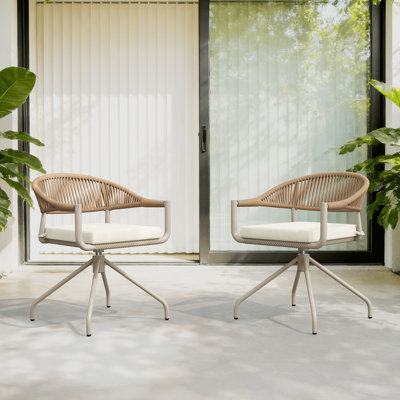 All-weather Outdoor Patio Swivel Dining Chairs For Lawn, Porch Or Garden
