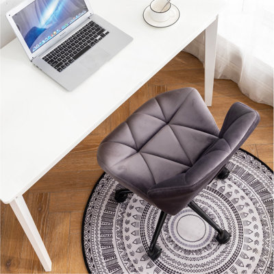 Diamond Tufted Adjustable Swivel Office Chair, Gray