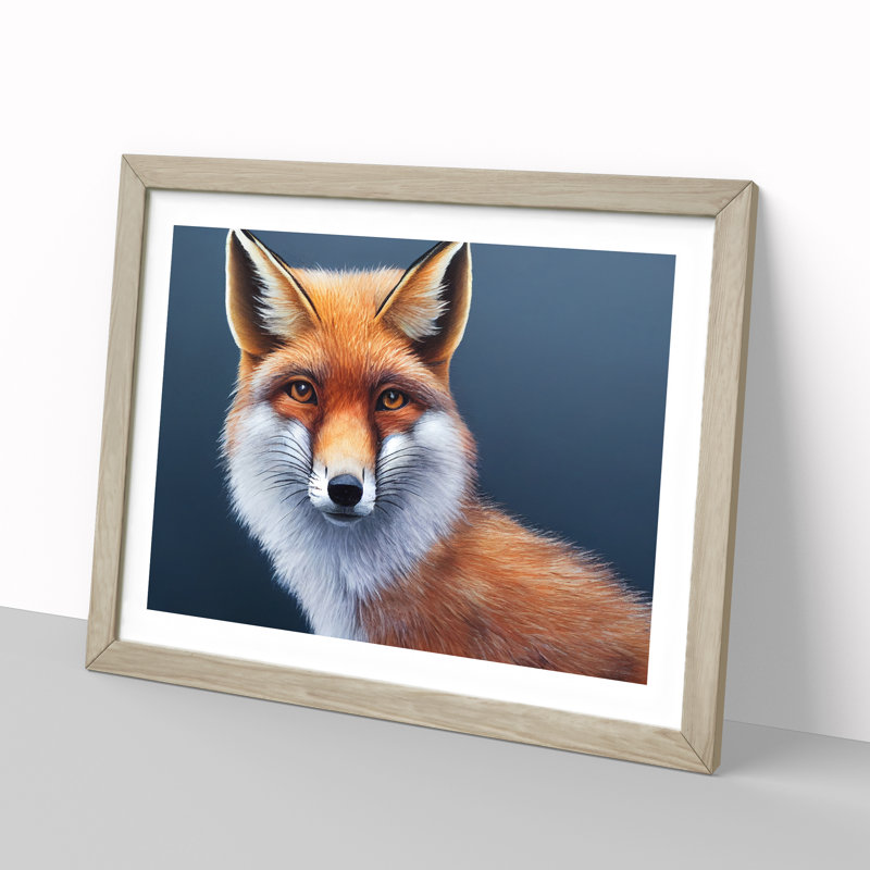 Electrifying Fox - Single Picture Frame Painting, 46cm H x 64cm W x 2cm D, Oak 