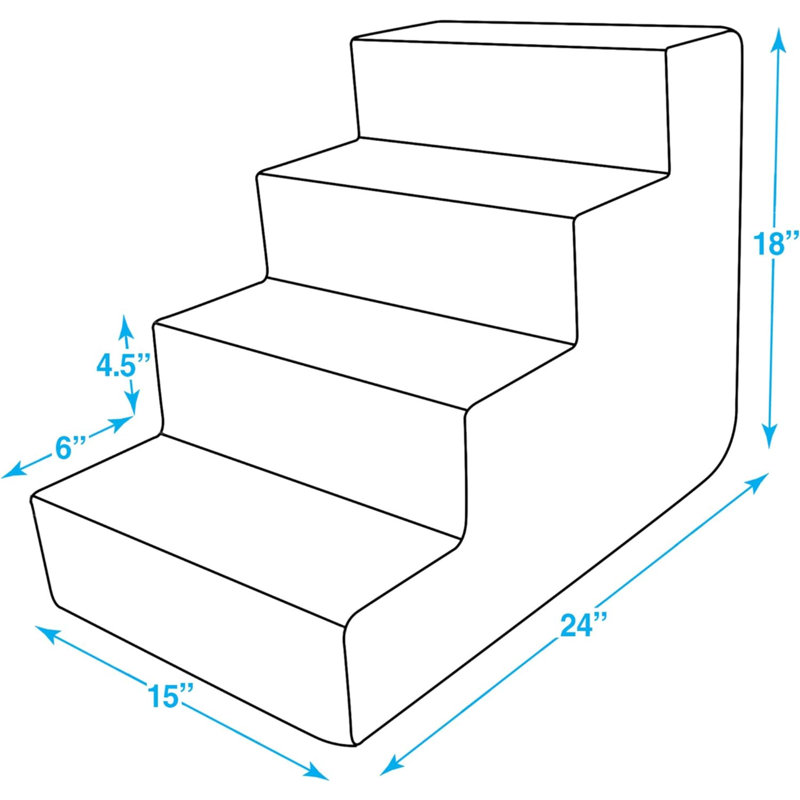 Stairs With 4 Steps, 18" H x 15" W x 24" D, Ivory