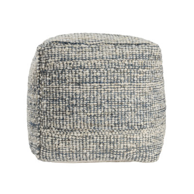 Savanna 18" W Square Hand-Woven Wool Blend Pouf Ottoman