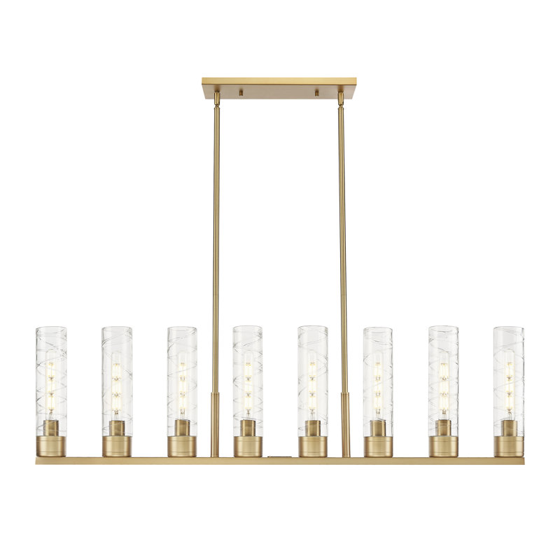Luminaire suspendu 6 lumières avec abat-jour Scherer, Tourbillon déco, Laiton brossé