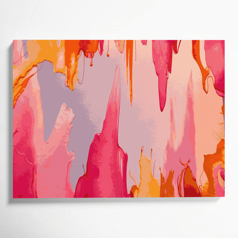 Aquarelle abstraite 4, art mural sur toile rose, H 24 po x l 36 po