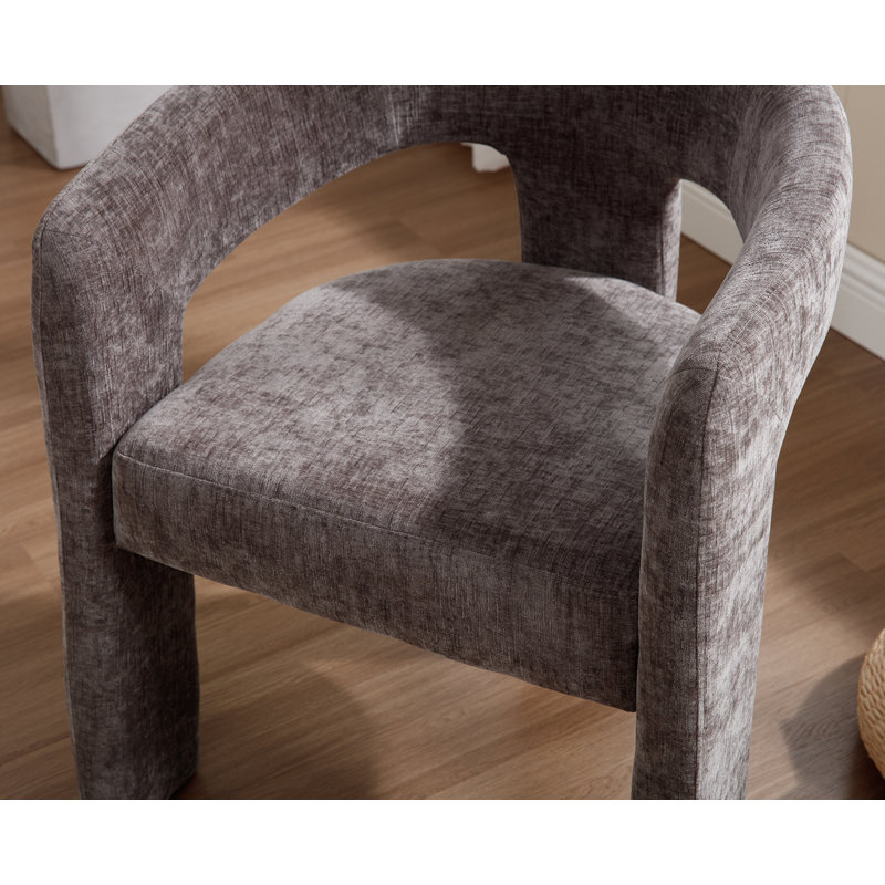 Chaise avec accoudoirs en fer Dalpat, Tissu gris foncé