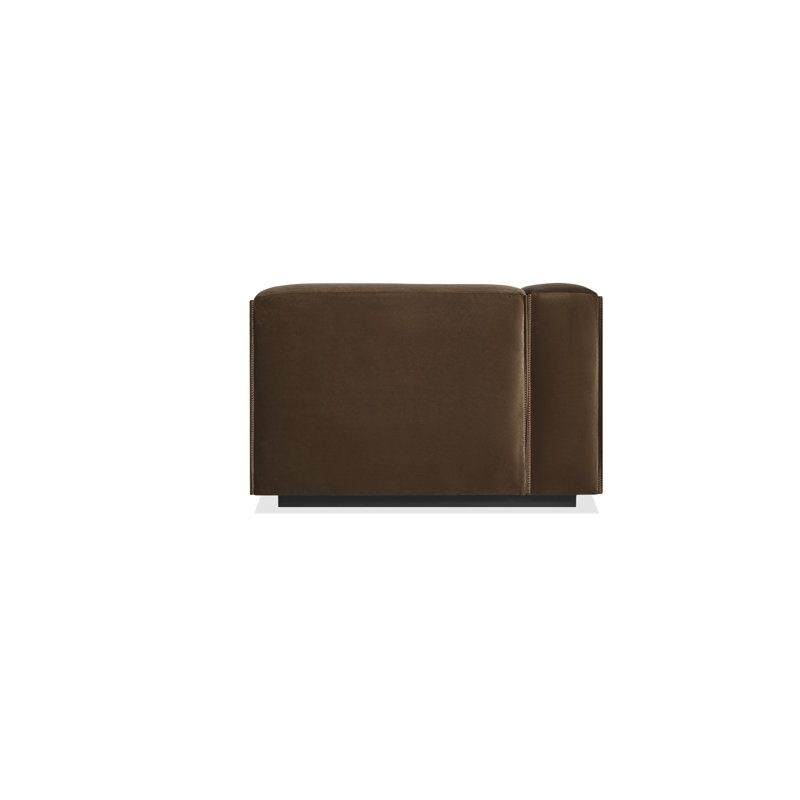 Cleon Chaise Lounge, Right Hand Facing, Coffee Velvet Polyester Blend