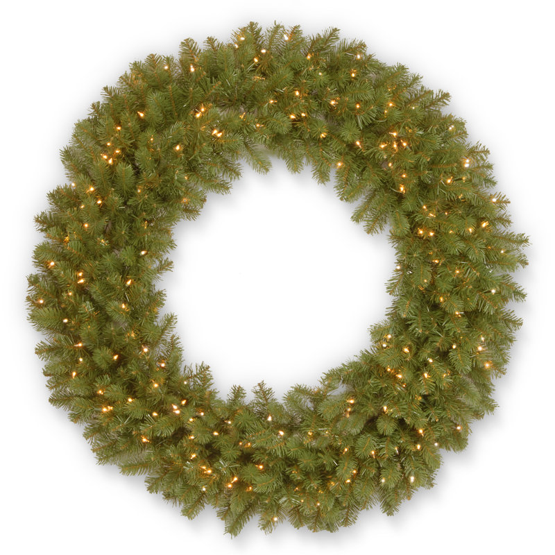 Downswept Douglas Wreath with Warm, 48", Incandescent