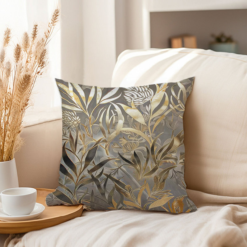 Animals William Morris Birds Damask Pattern I Cottage, Botanical Golden Plants Modern , 20"H x 20"W