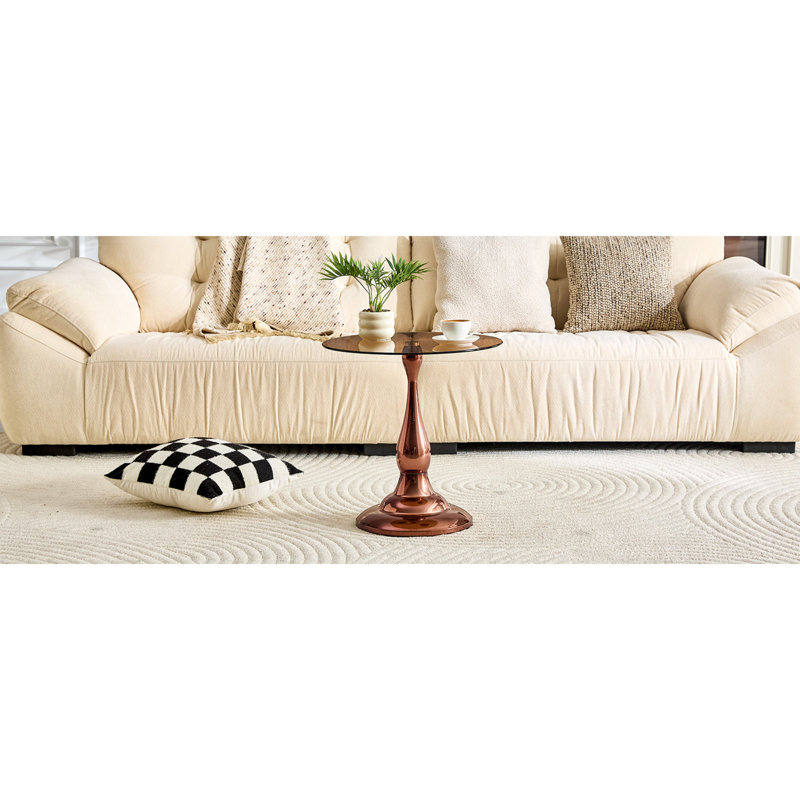 Tables de bout compactes, table d'appoint moderne en métal et verre de 19,6 pouces pour la maison