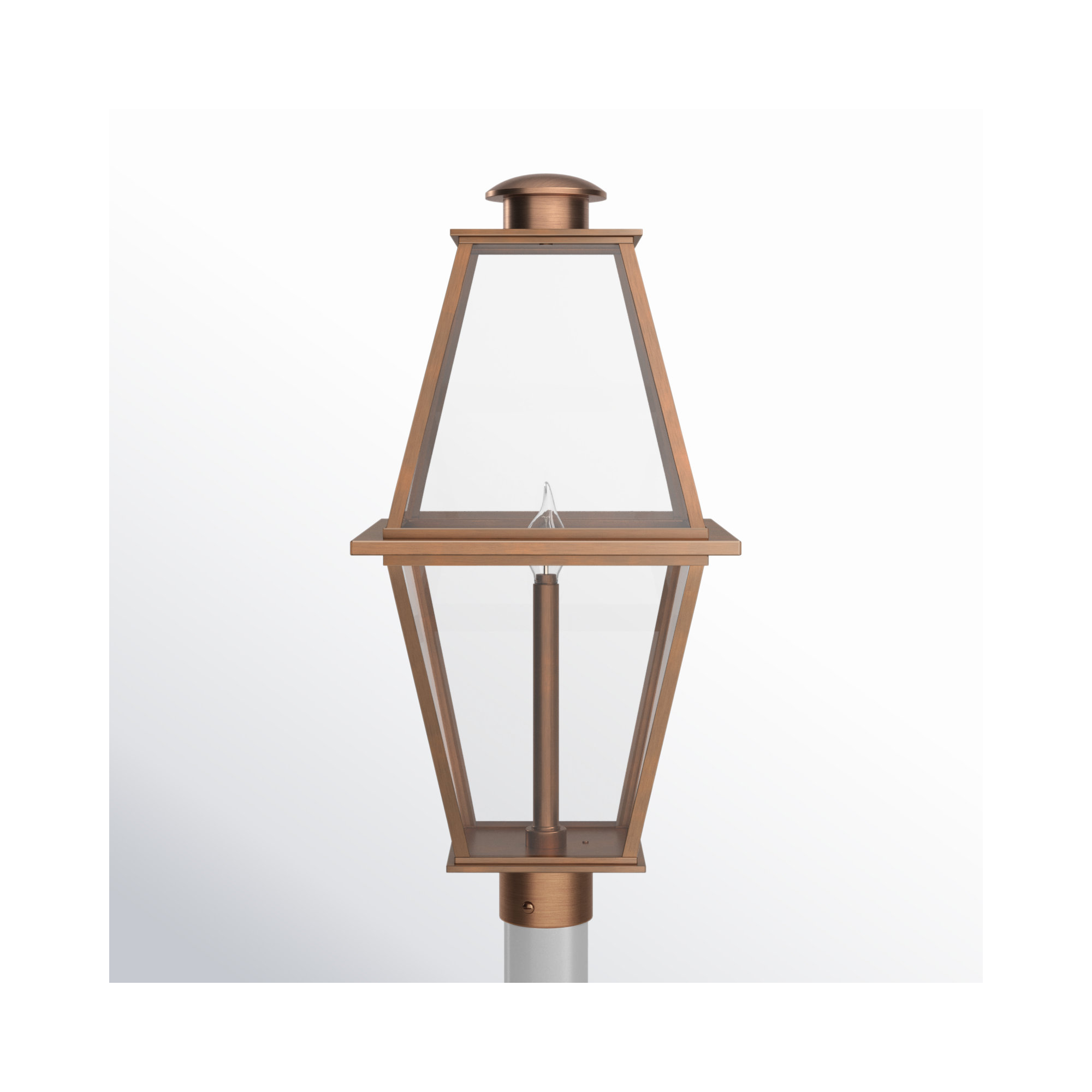 Asuka Transparent Metal Outdoor Lantern Head, Antique Copper