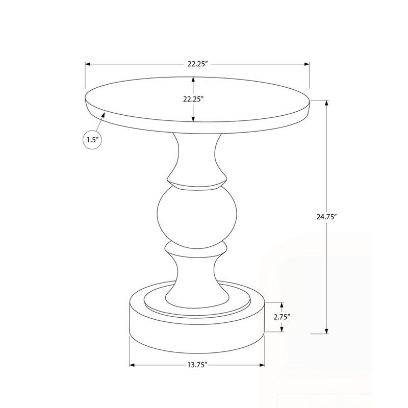 Table d'appoint d'extérieur moderne 25 "h, Blanc