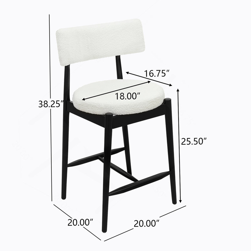 Tabouret de comptoir Mid-Century moderne (ensemble de 2) noir et beige, Noir