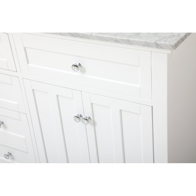 Ensemble de meuble-lavabo double 60 po Ain, Blanc, Blanc de Carrare