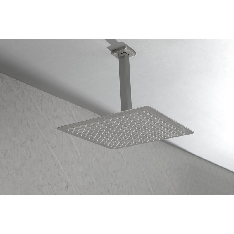 Shower Head Rainfall - Stainless Steel, Brushed Nickel, 16"X16", 2.5 Gpm, Water Saving, Self Cleaning Nozzles For Bathroom 16"X16" Rain Showerhead Steel Nozzles, Comfortable