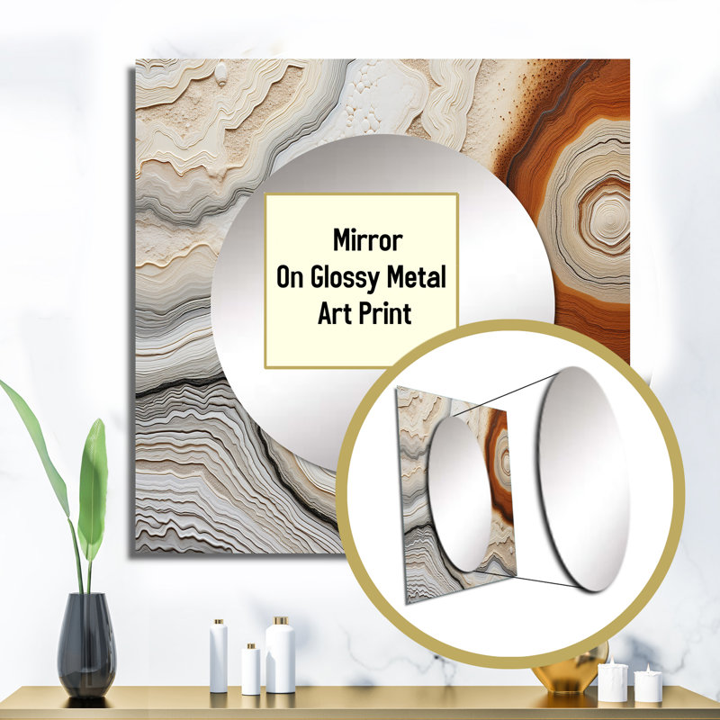 Lanndon - Miroir géode en pierre pour décoration murale, 23 po x 23 po
