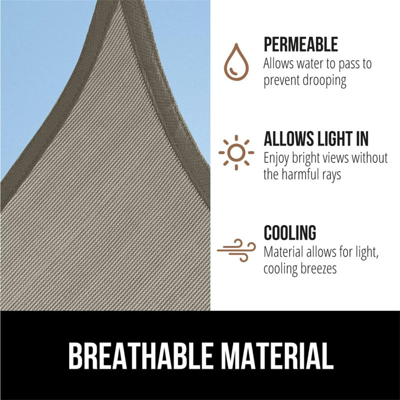 Beige Heavy Duty UV Resistant Rectangle Patio Sunshade Sail, 8' x 10'