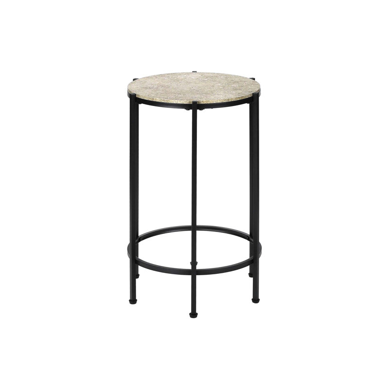Modern End Table for Living Room, Bedroom, Cream Stone