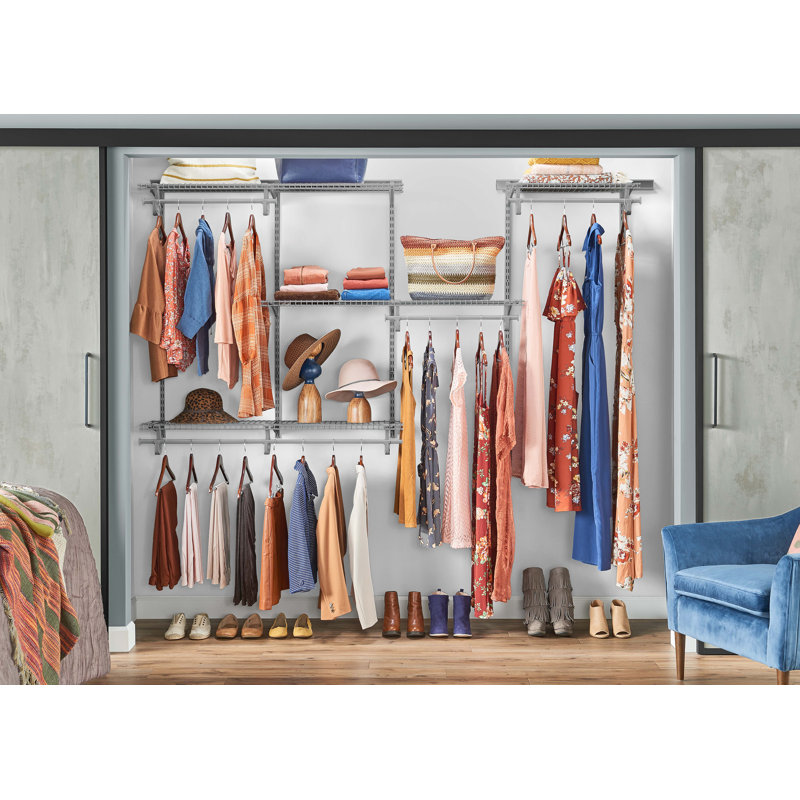 Ensemble de démarrage pour système de garde-robe l 60 po - l 96 po ShelfTrack, Chrome satiné