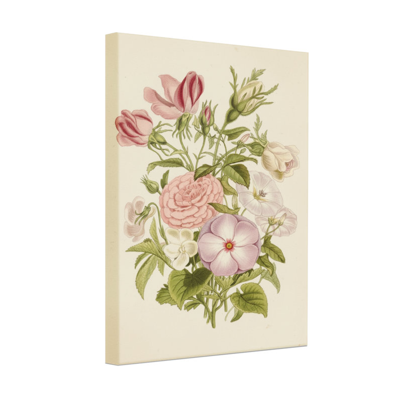 Bouquet de plantes et de fleurs avec roses roses et blanches, H 24 po x l 16 po