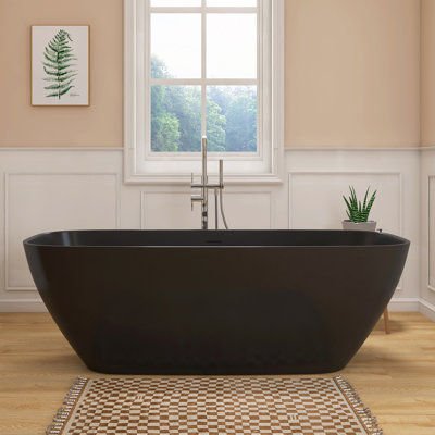 Fslefay 67'' Freestanding Bathtub Solid Surface Deep Soaking Tubs