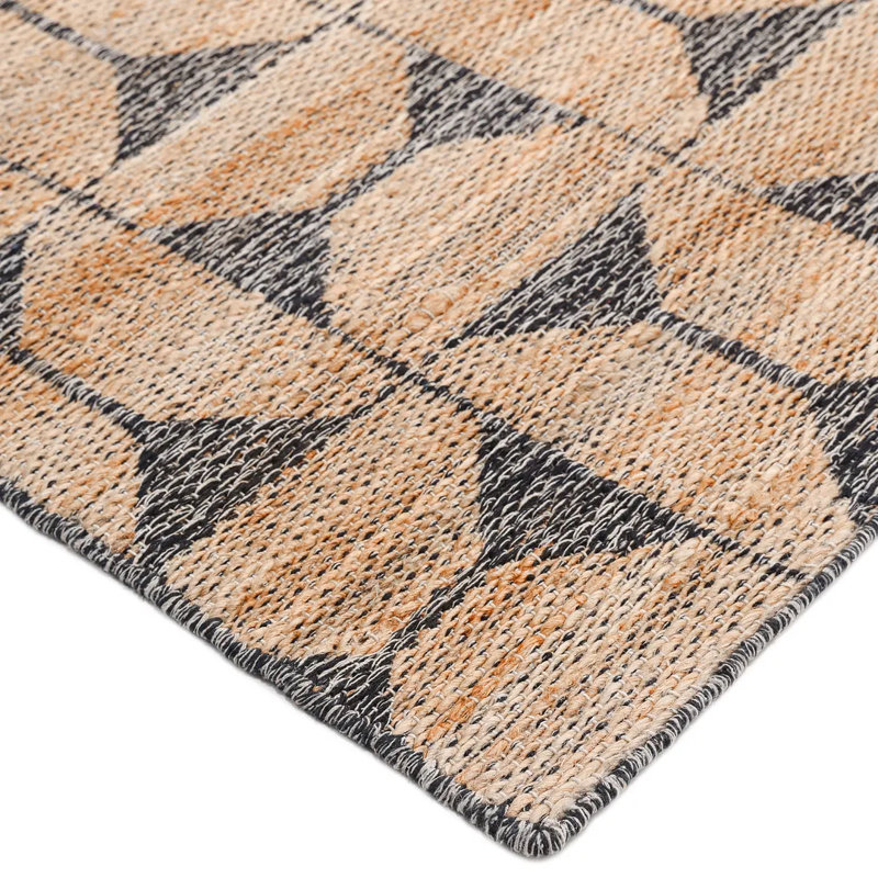 Geometric Area Rug in Light Brown/Black, Rectangle 3' x 5'