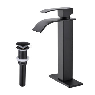 Robinet de lavabo de salle de bain à poignée simple avec bonde escamotable Waterfall, durable et facile à installer