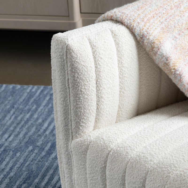 Upholstered Accent Chair, White Polyester
