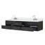 Meuble-lavabo double noir 84 po X P 22 po D, plateau en marbre de culture et robinet-117825248
