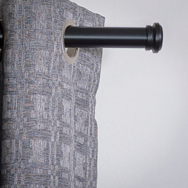 Empire Single Curtain Rod, 3" H x 120" W x 6" D, Black