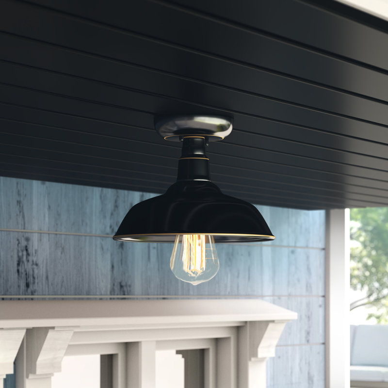 Plafonnier semi-encastré d’extérieur 1 ampoule noir Mattias