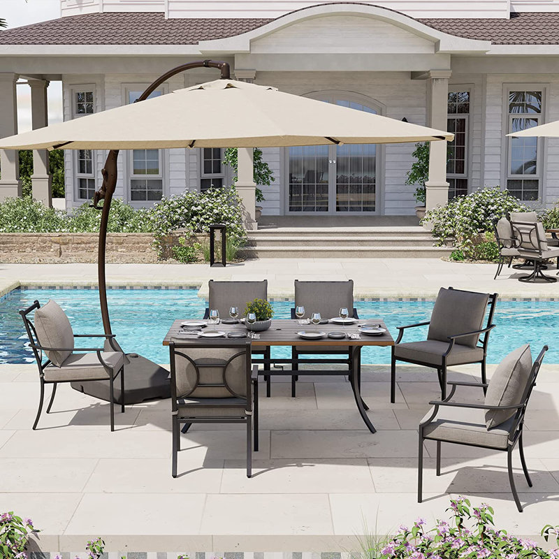 6 - Person Patio Dining Set with Rectangular Table , Cushions Included