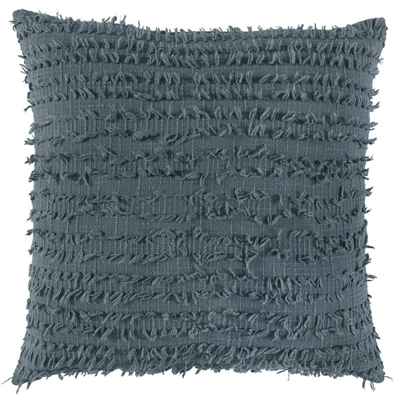 Coussin décoratif gris à franges et franges