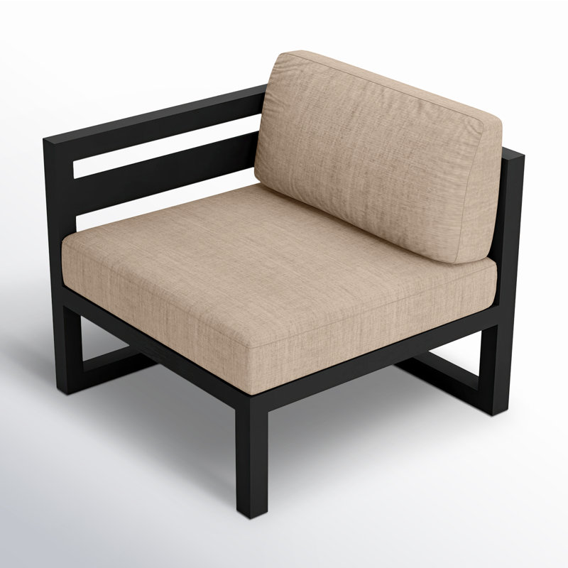 Avion Outdoor One Arm Lounge Chair, Canvas Charcoal Sunbrella® Canvas, Black